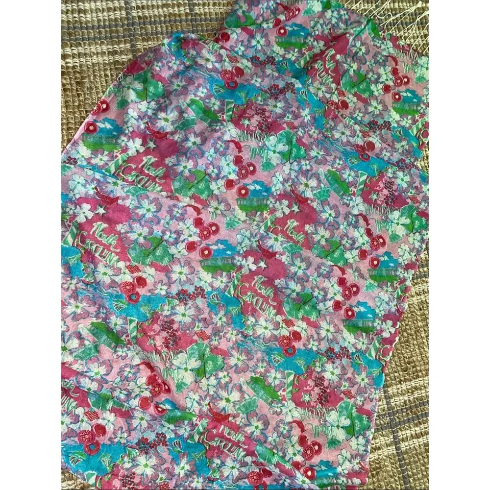 Lilly Pulitzer North Carolina NC Murfee Scarf Silk Cashmere EUC